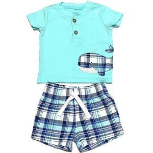 Carter’s Whale Blue & White Plaid Outfit